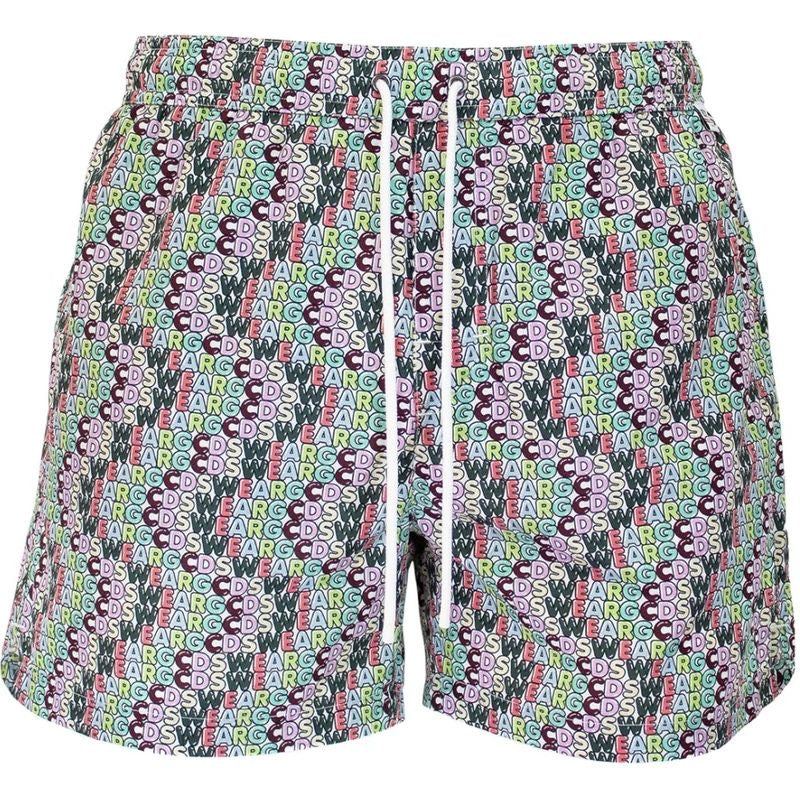 בגד ים הדפס לוגו צבעוני GCDS