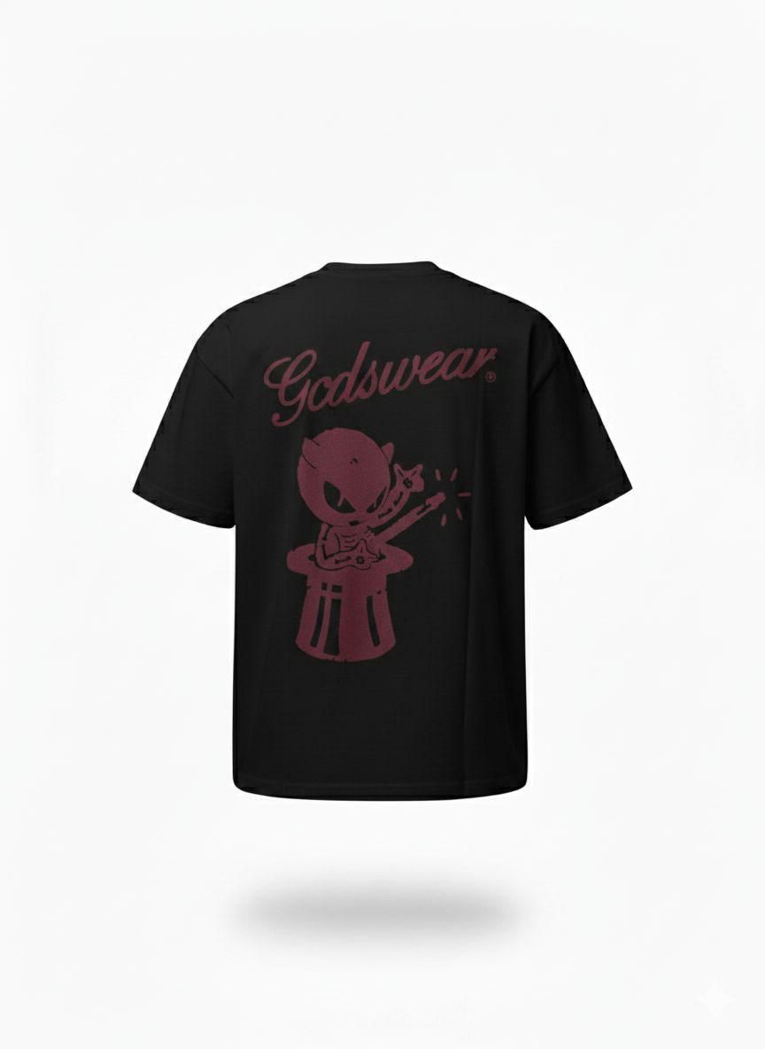 טי שרט ציור שטן בגב GCDS