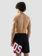 בגד ים שחור אדום לוגו אלכסון GCDS