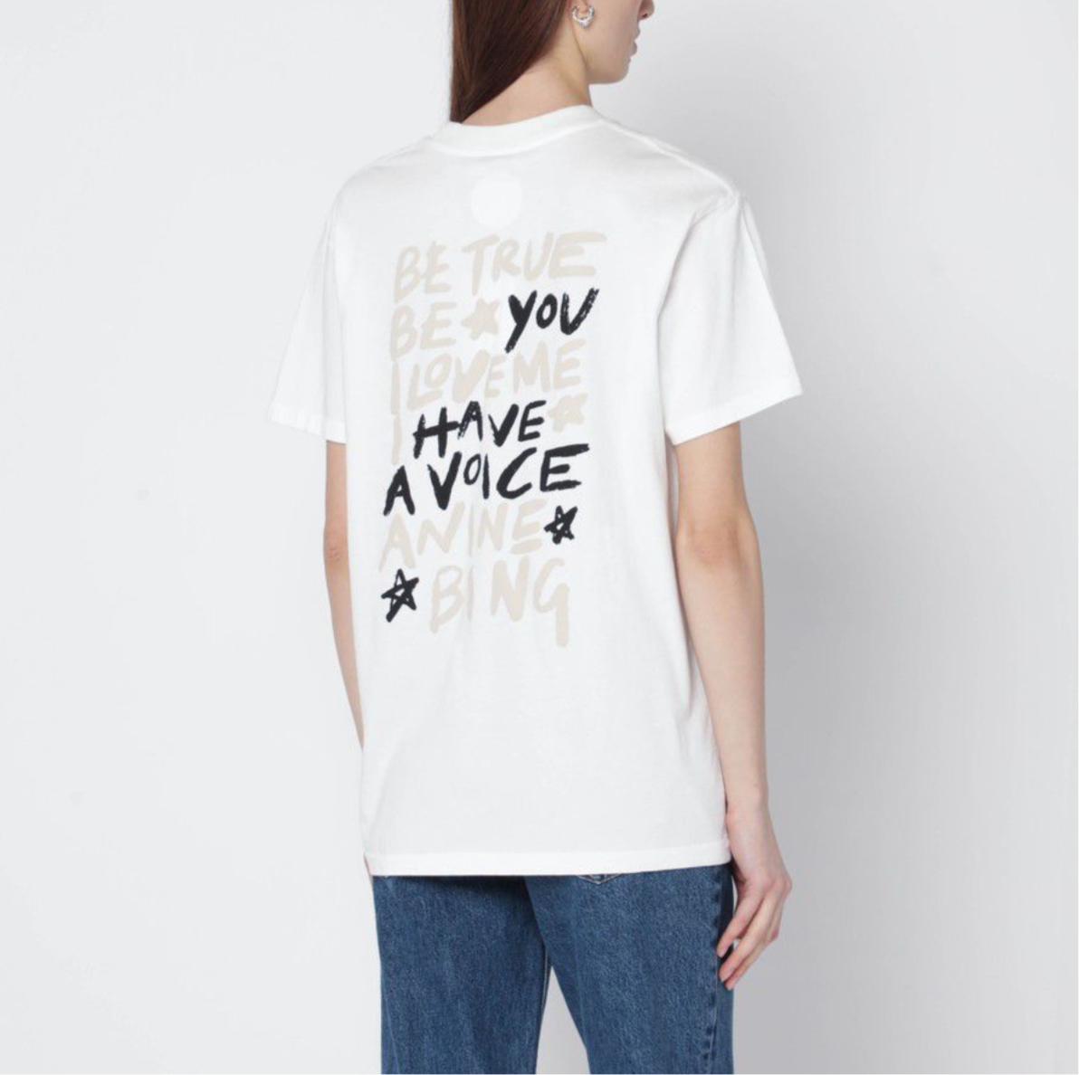 טי שרט לבנה כיתוב בגב ANINE BING