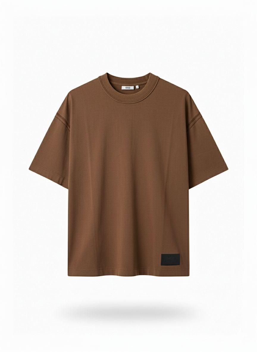 טי שרט חום פאץ׳ שחור GCDS